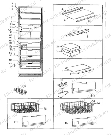 Взрыв-схема холодильника Zanussi ZFC67/43FF - Схема узла Furniture